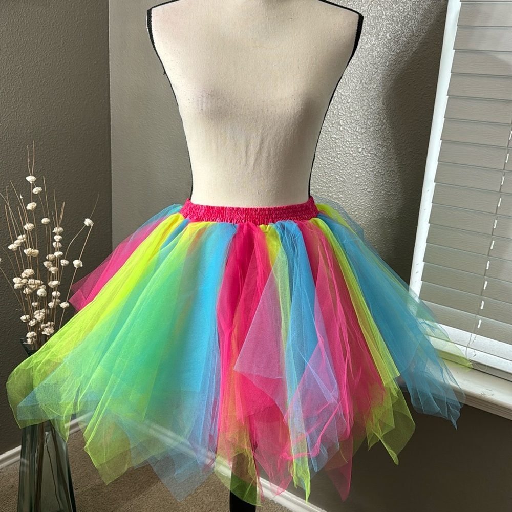 Women's Tutu Petticoat Ballet Bubble Skirt rainbow pride size XL